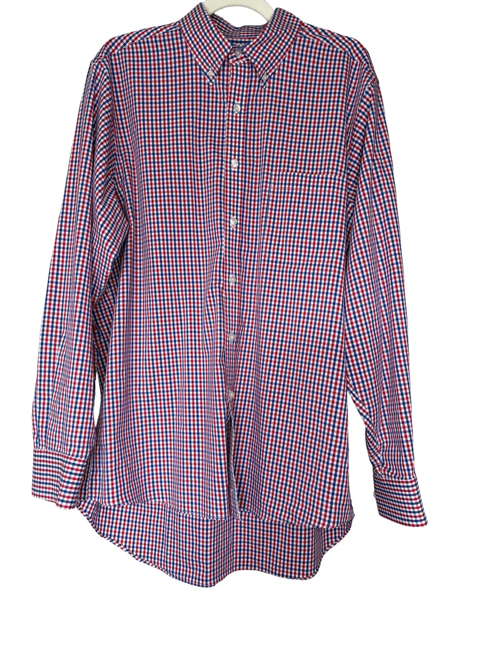 Men's Button-Down Check Shirt - Blue & Red